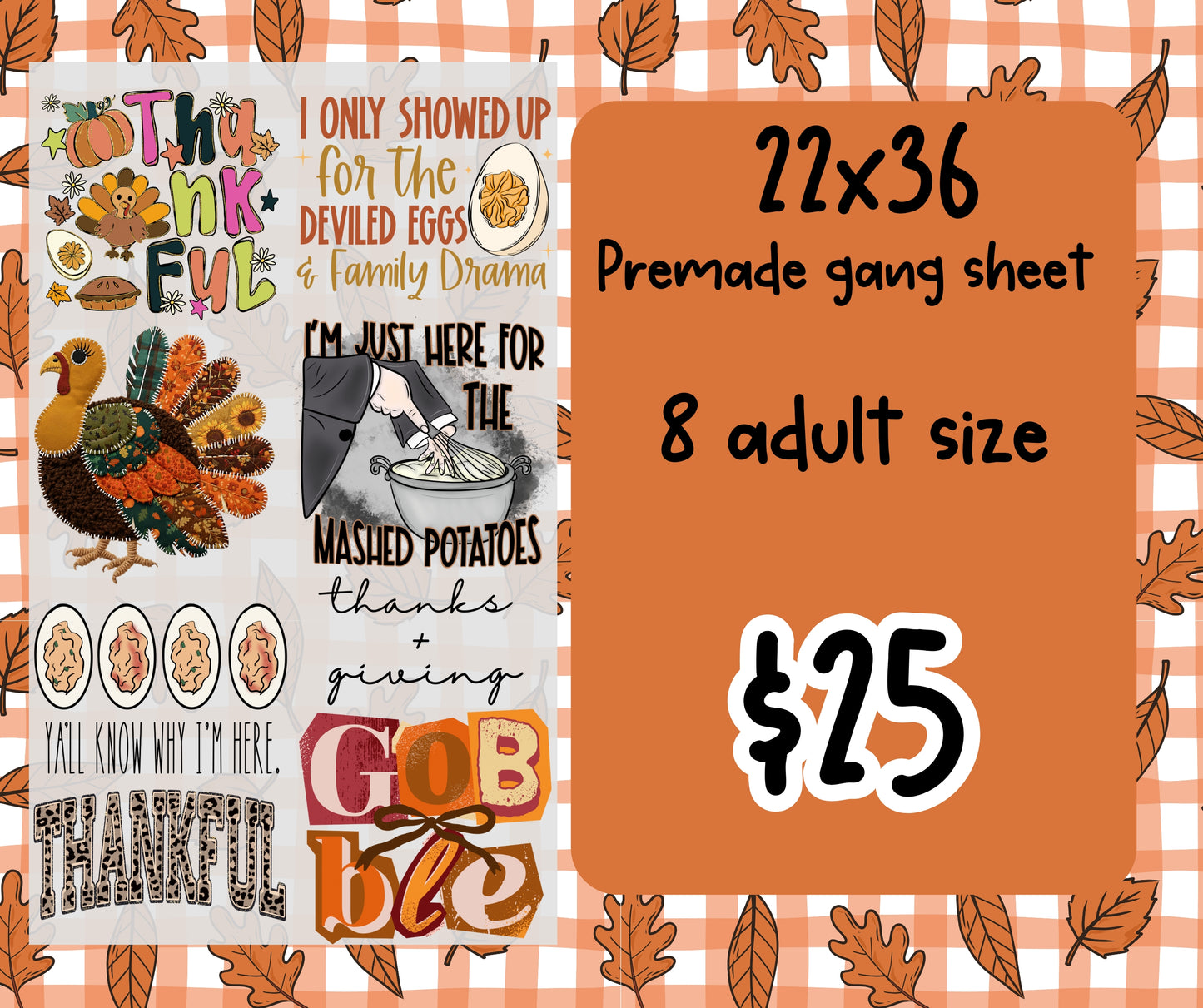 Premade gang sheet thanksgiving trendy