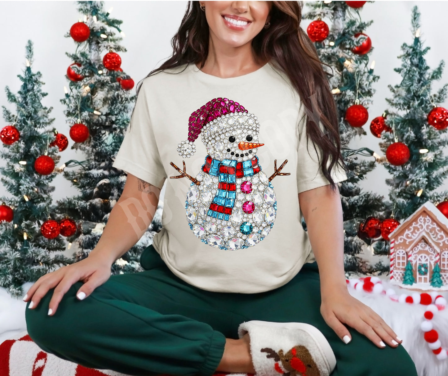 Faux rhinestone snowman