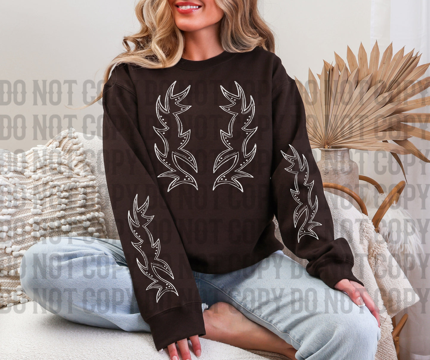 Western boot sleeve set white