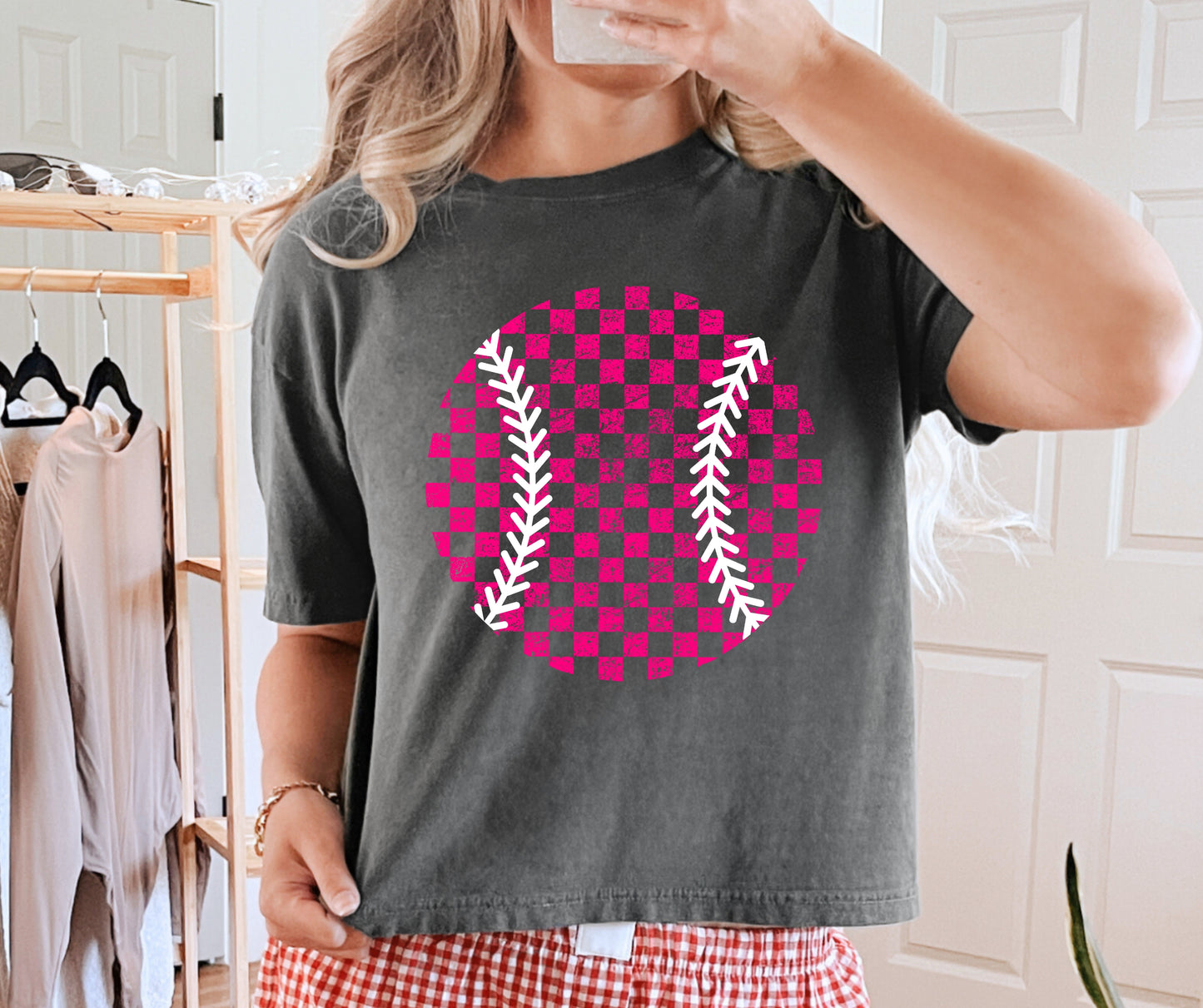 Pink baseball softball distress