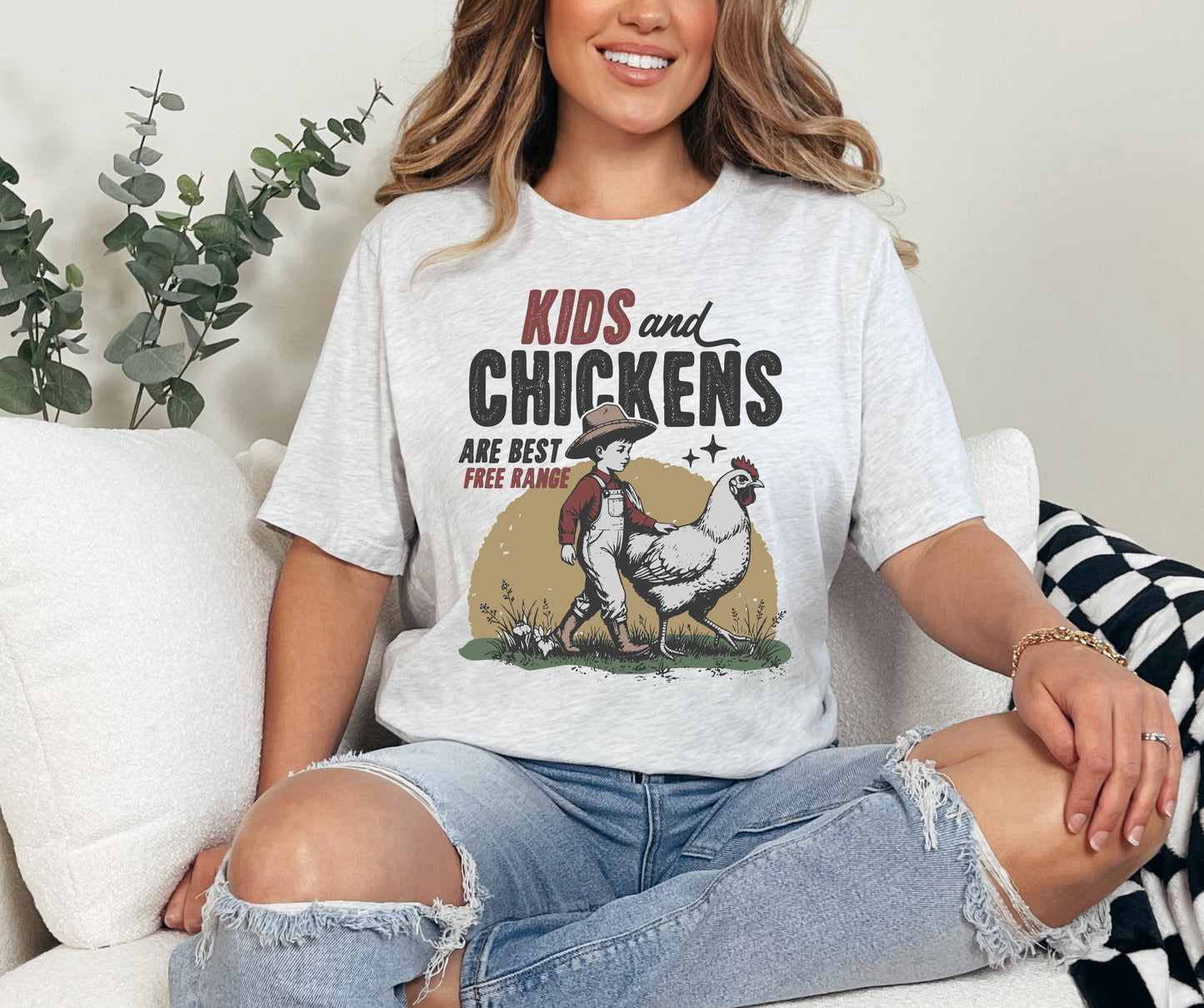 Kids and chickens