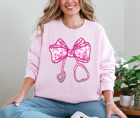 Stethoscope bow pink floral