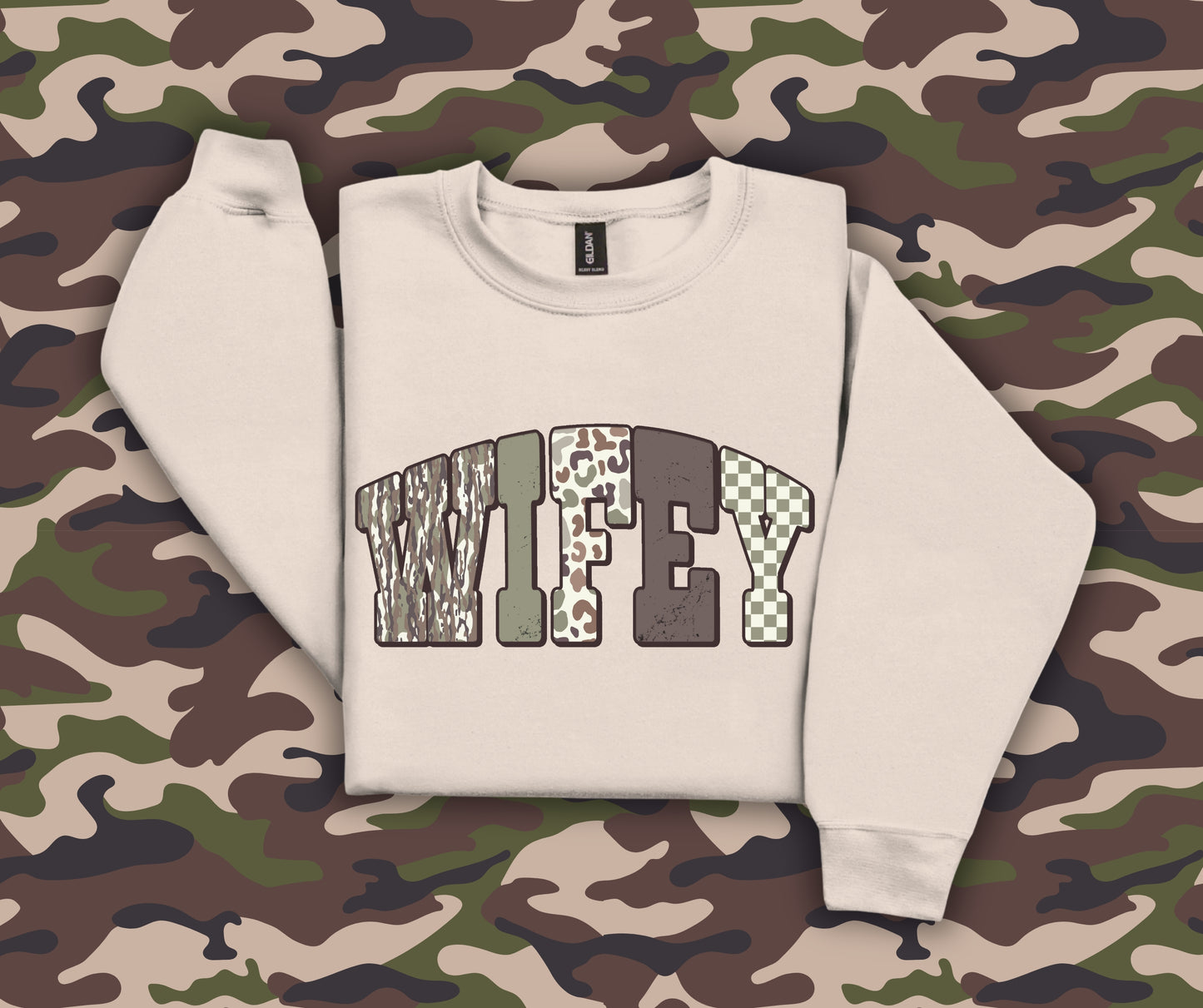 Wifey varsity camo collage