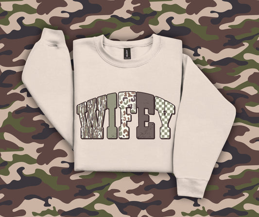 Wifey varsity camo collage