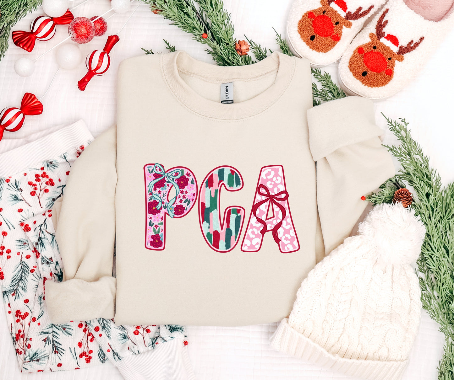 Custom Christmas word/name pink cheetah bows