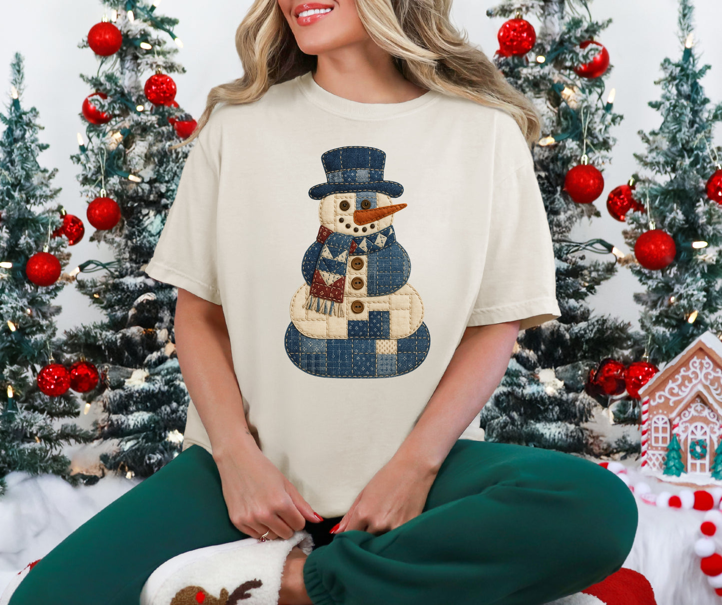 Faux appliqué snowman