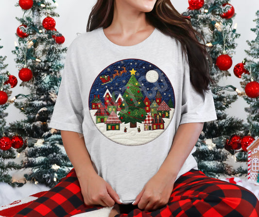 Faux appliqué Christmas scene