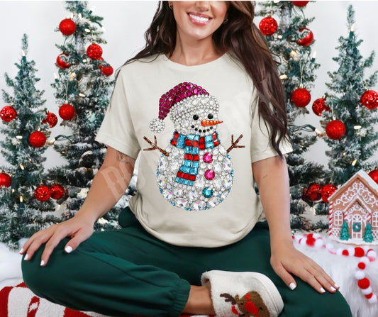 Faux rhinestone snowman