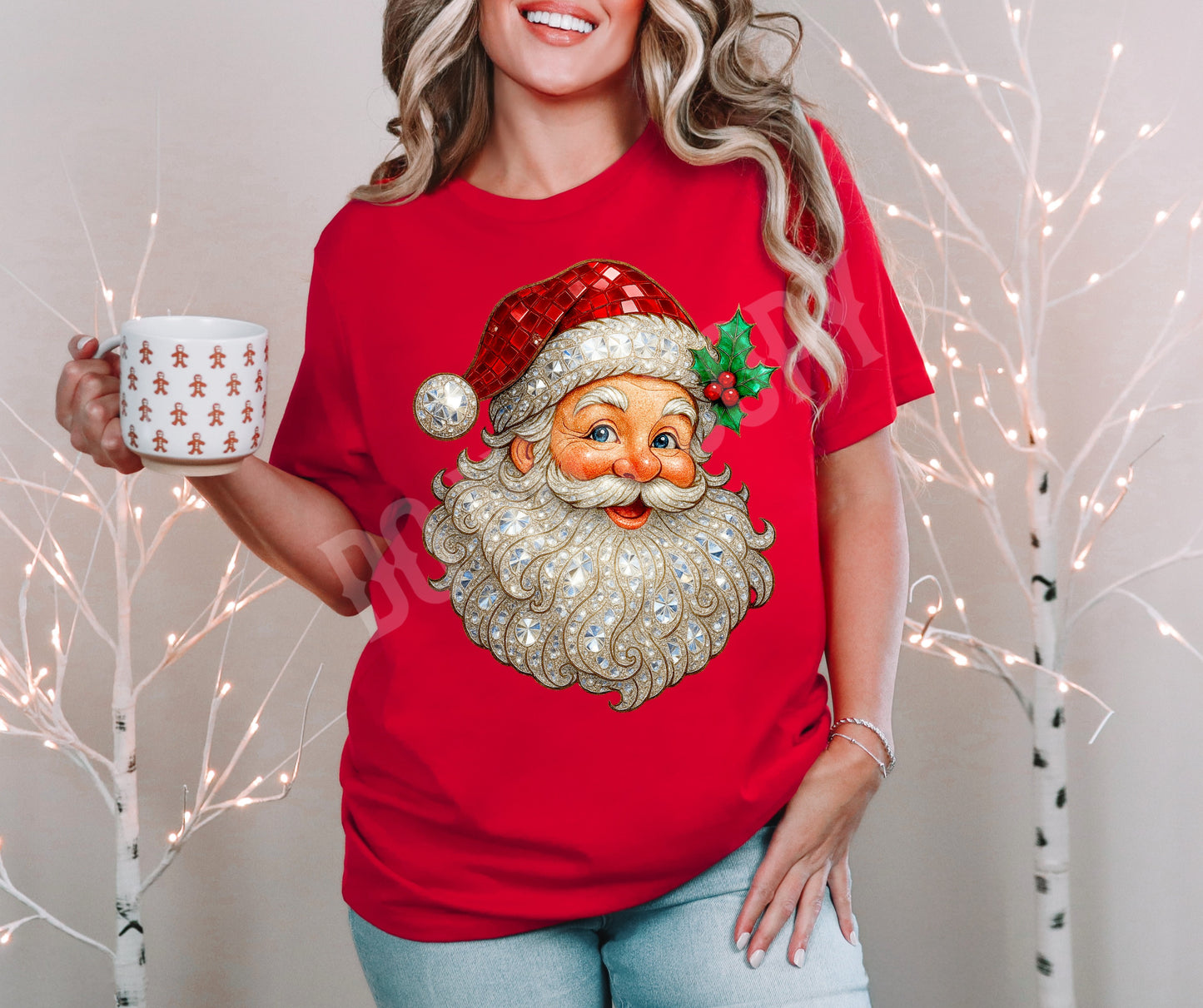Faux rhinestone Santa
