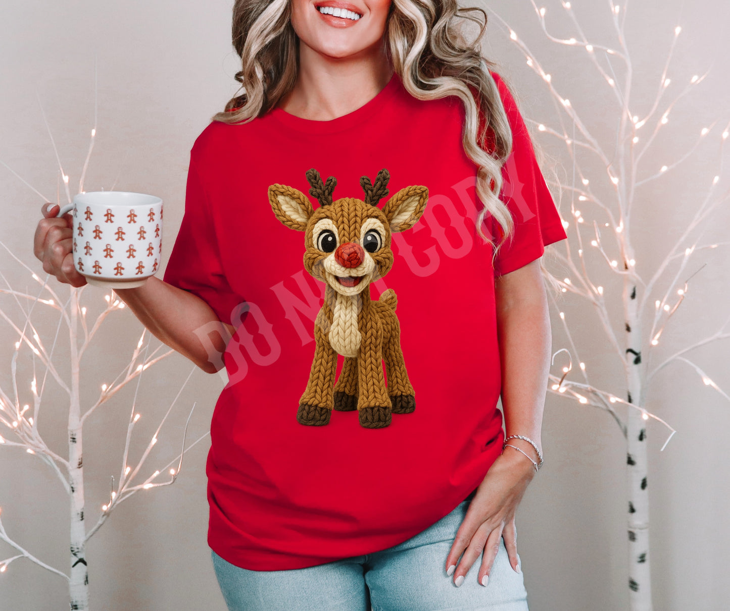 Faux knit reindeer