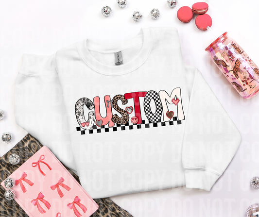 CUSTOM ANYTHING ALPHA  cowhide red pink checker single line