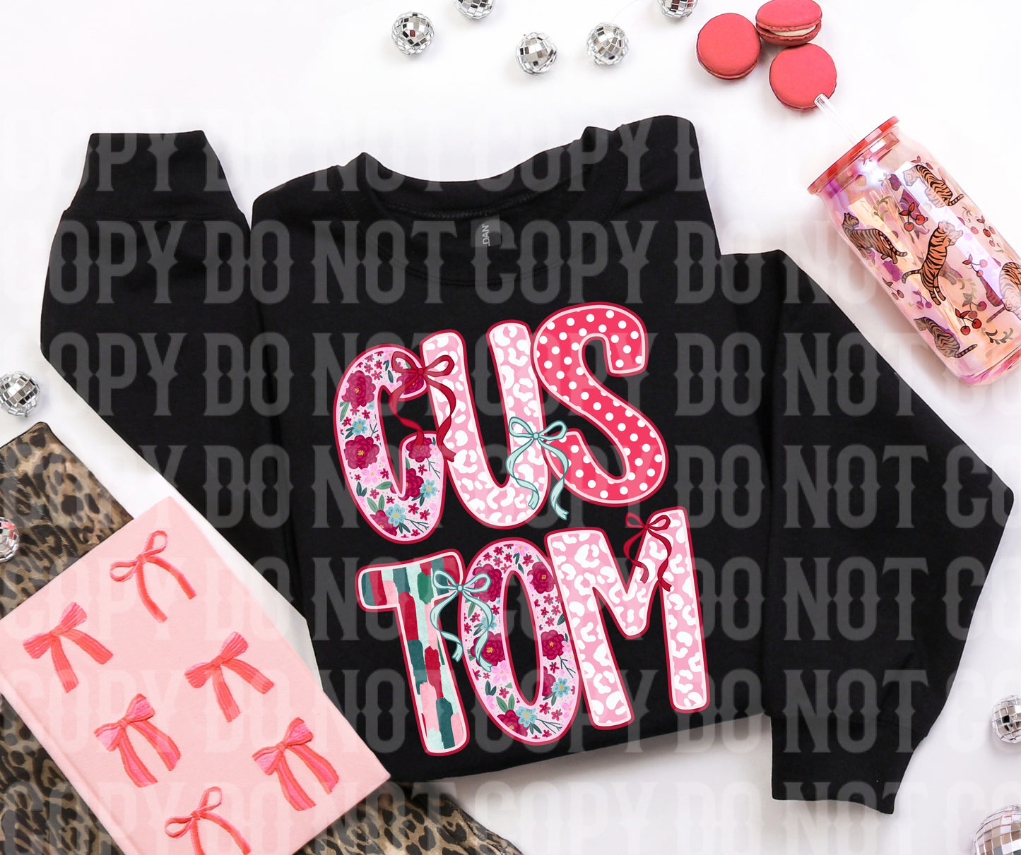 CUSTOM ANYTHING ALPHA pink red cheetah bows 2 line