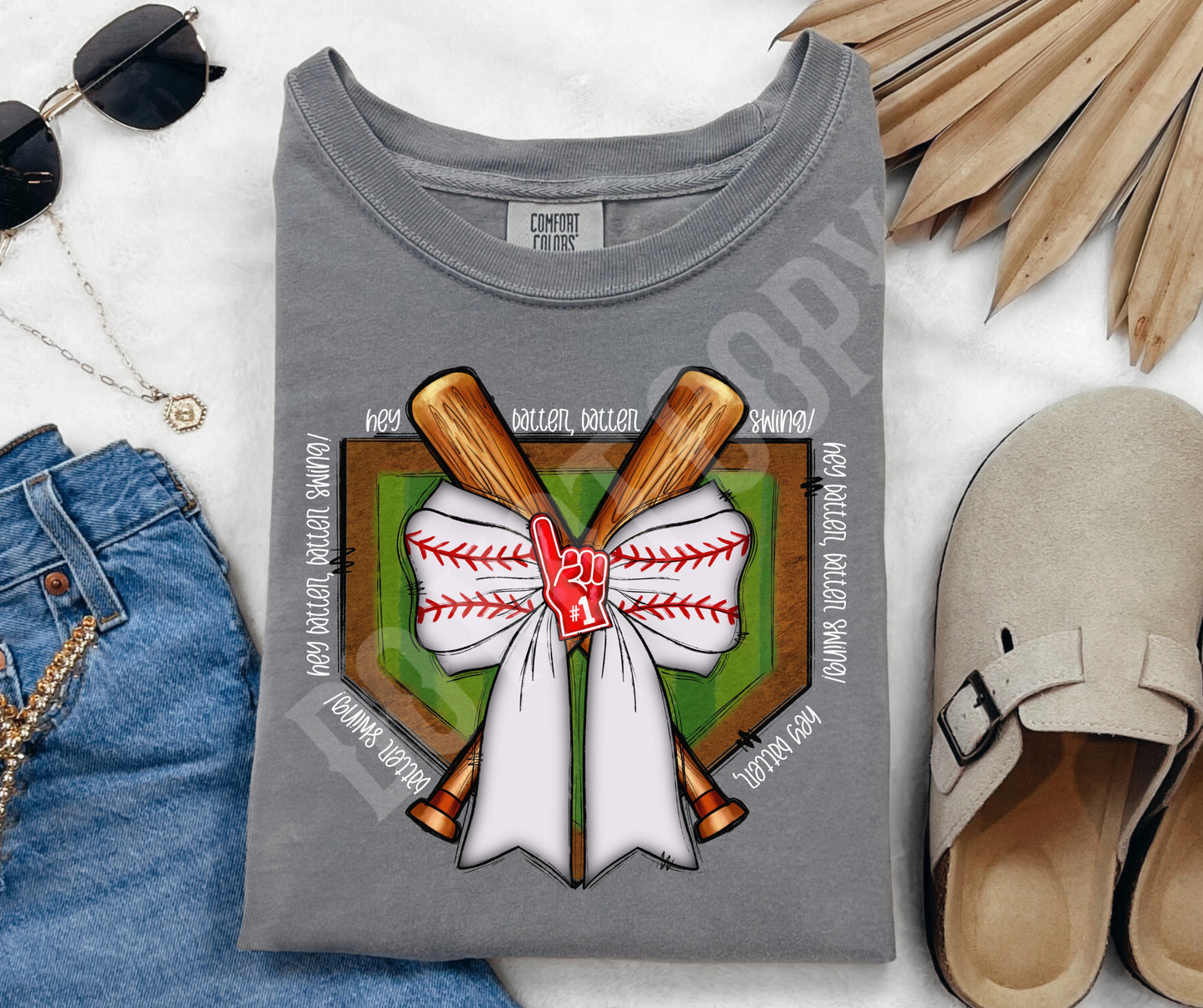 Baseball bow white words