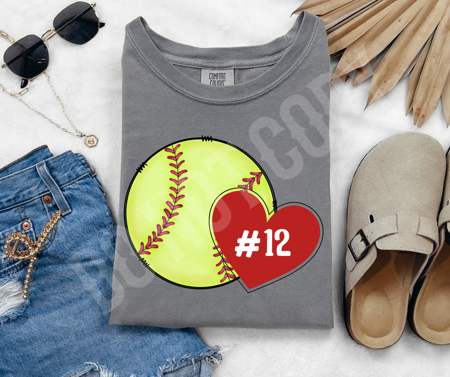 Softball number heart