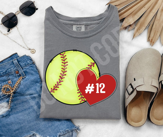 Softball number heart