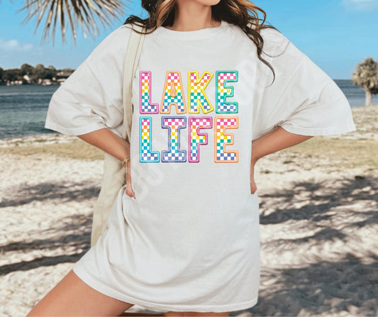 Lake life faux embroidery