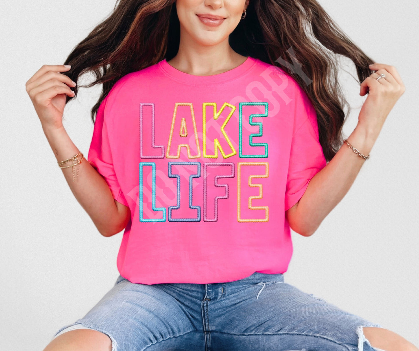 Lake faux embroidery