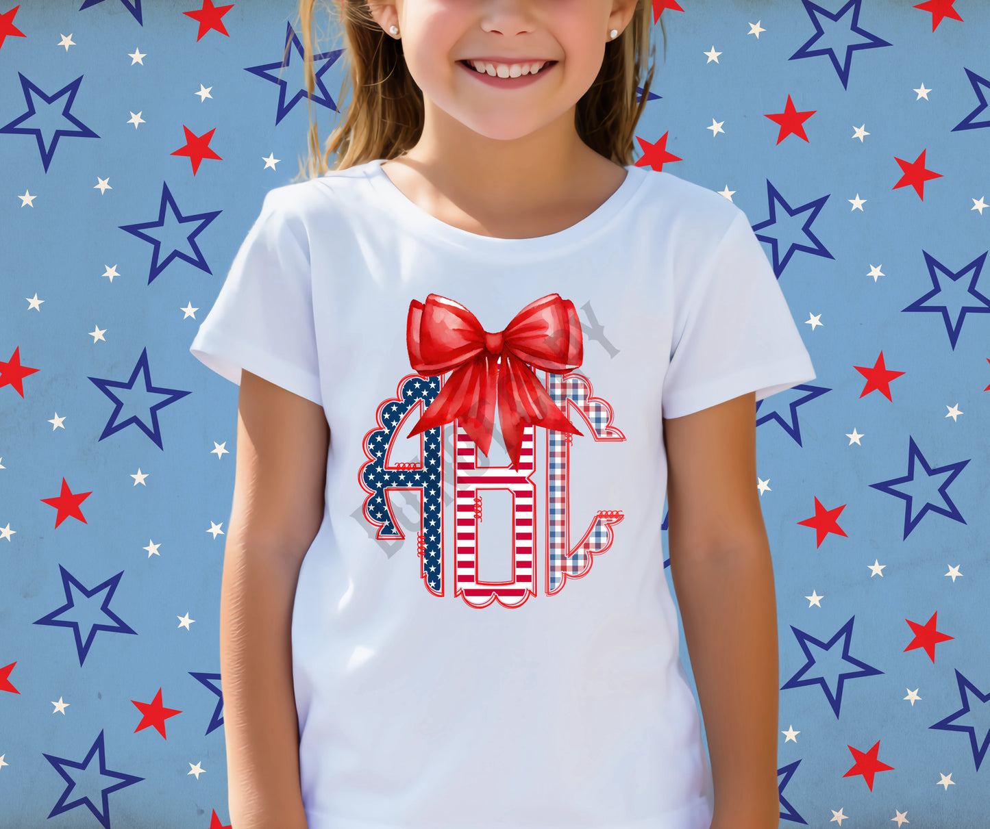 Patriotic monogram w bow