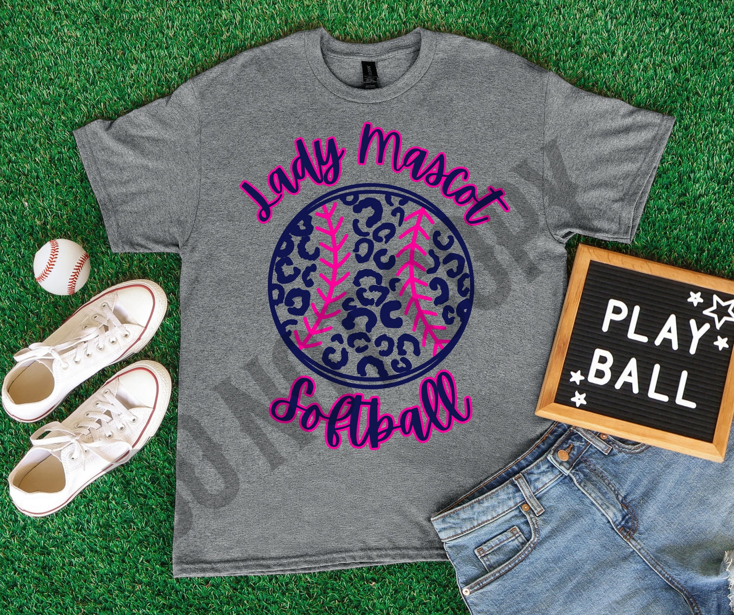 Custom mascot softball leopard