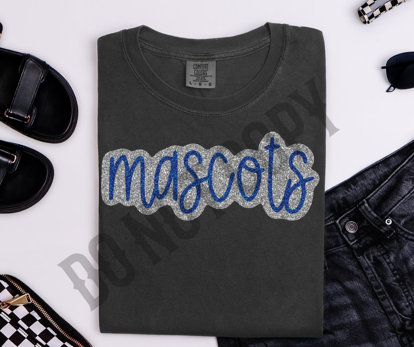 Custom mascot faux glitter script