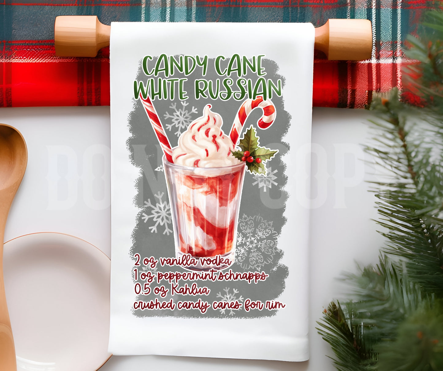Towel Candy Cane White Russian