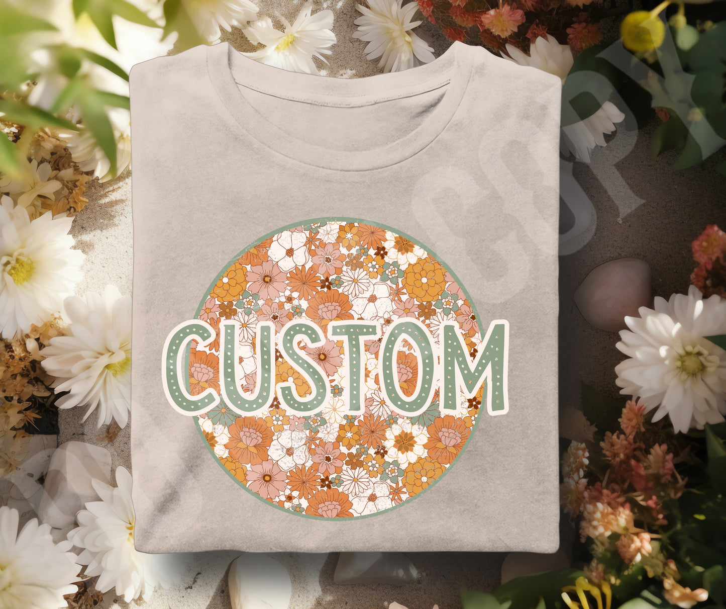 Add your custom name, word, or short saying  bright  floral