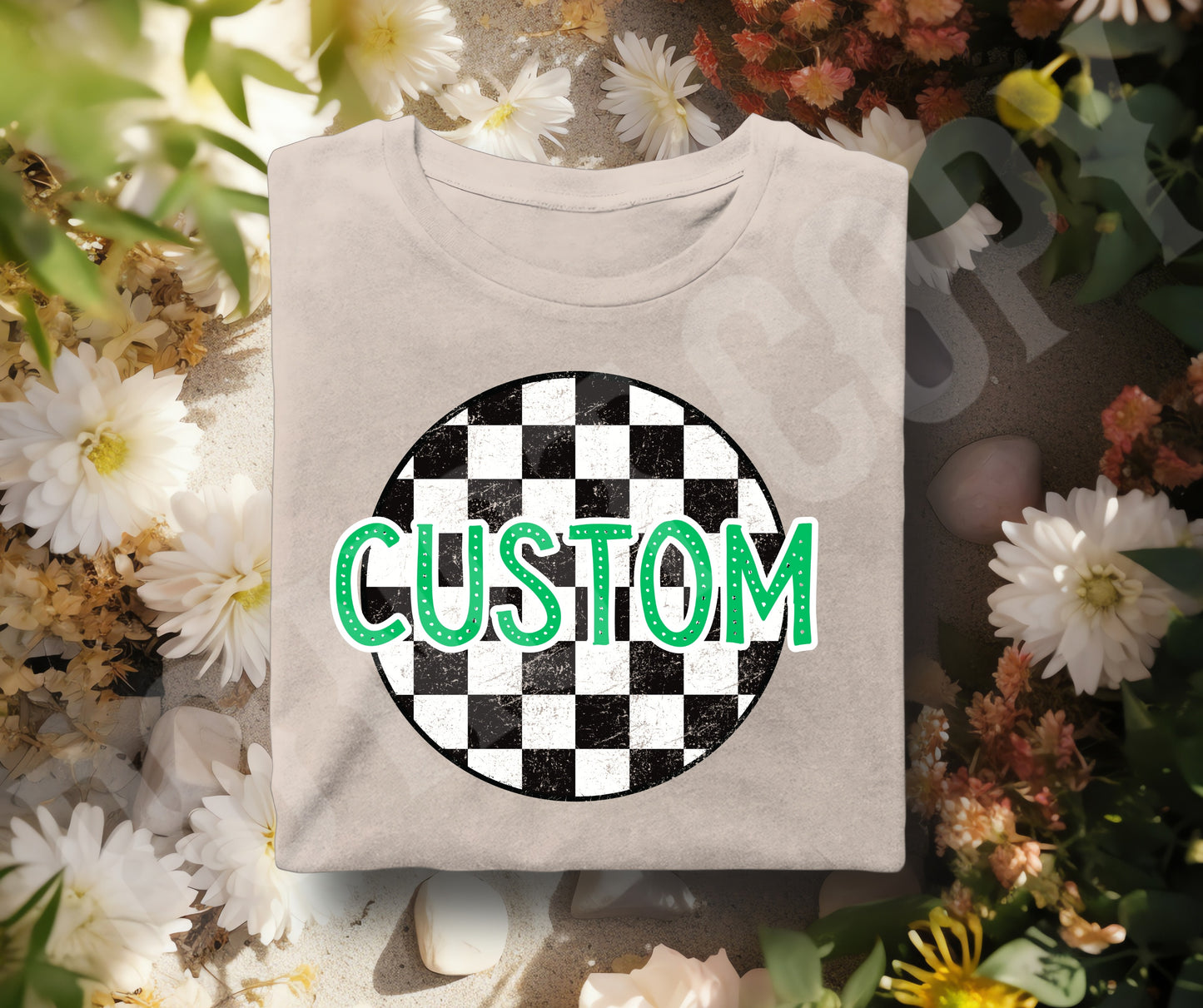 Add your custom name, word, or short saying  checker green
