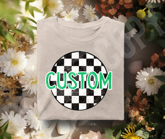Add your custom name, word, or short saying  checker green