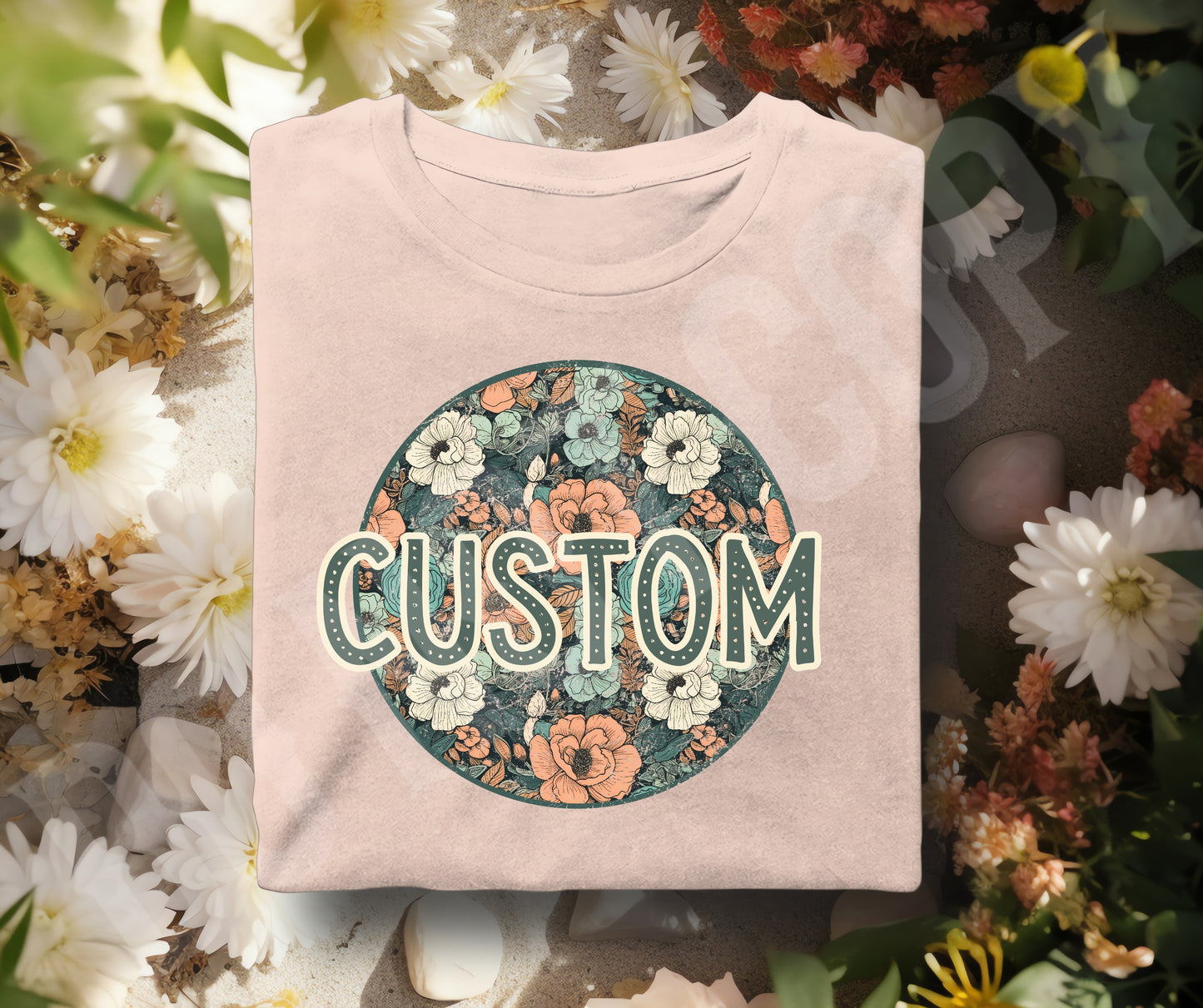 Add your custom name, word, or short saying dark floral