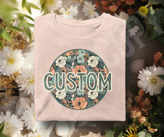 Add your custom name, word, or short saying dark floral