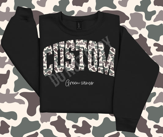 Custom green camo varsity