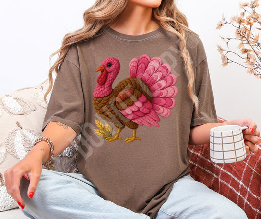 Faux knit pink turkey