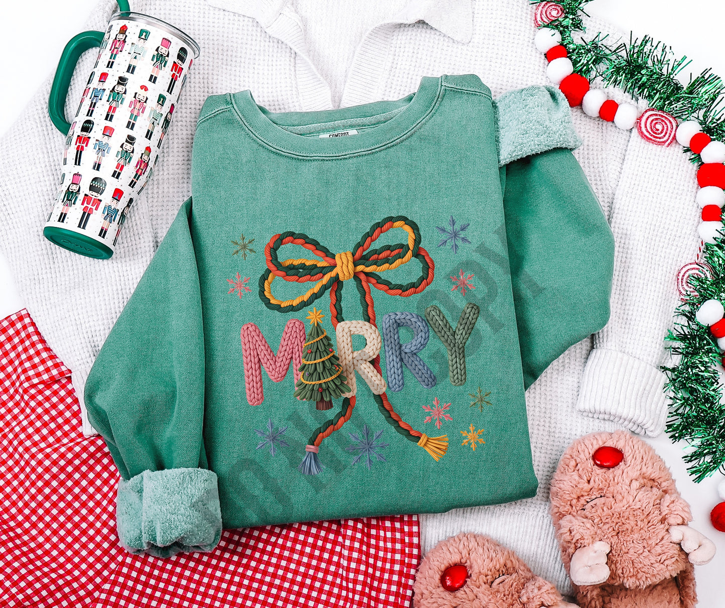 Merry Christmas bow faux knit