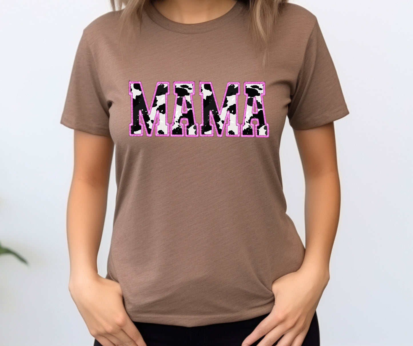 Mama Cow with Pink Outline